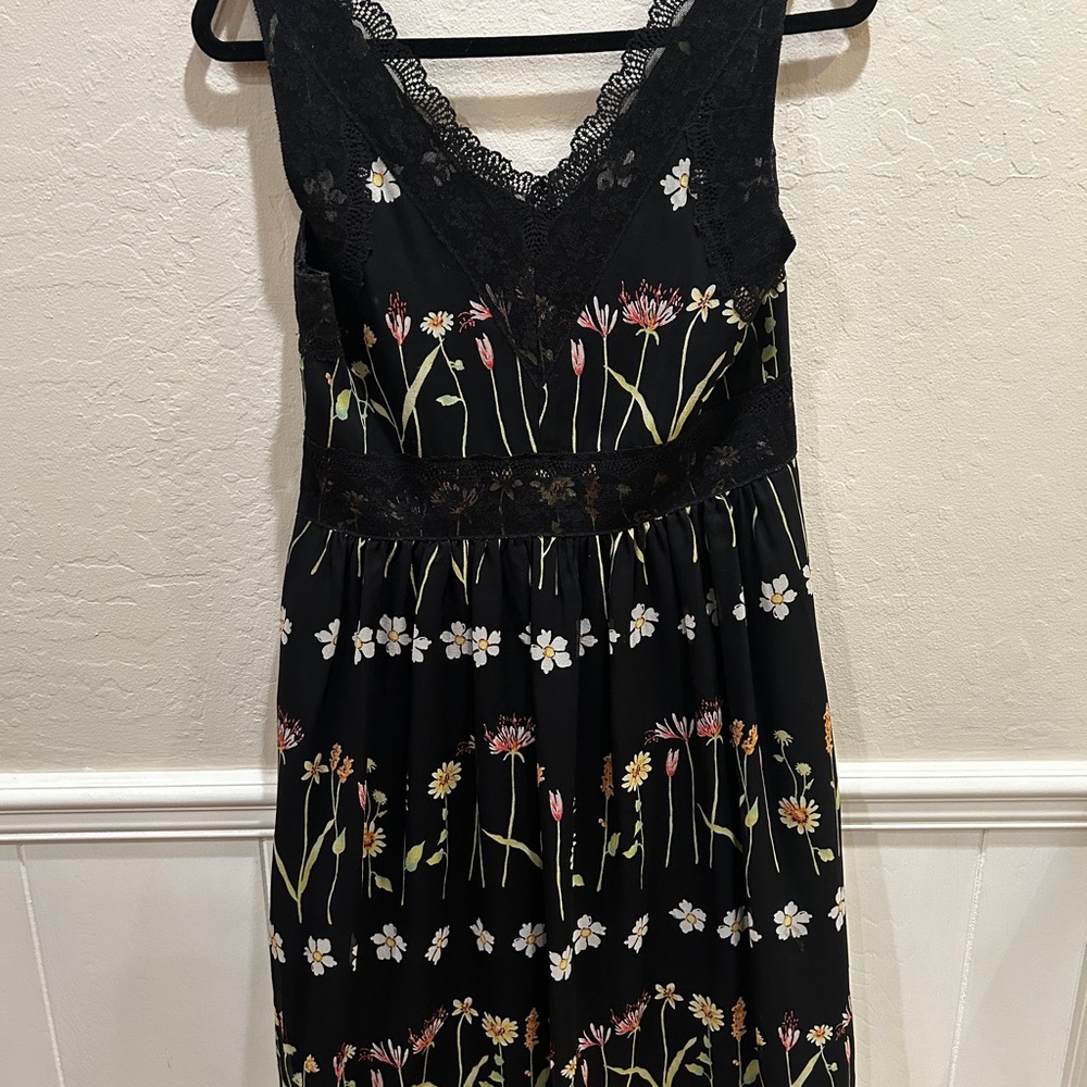 Anna Sui Black Floral Lace Dress sz 8